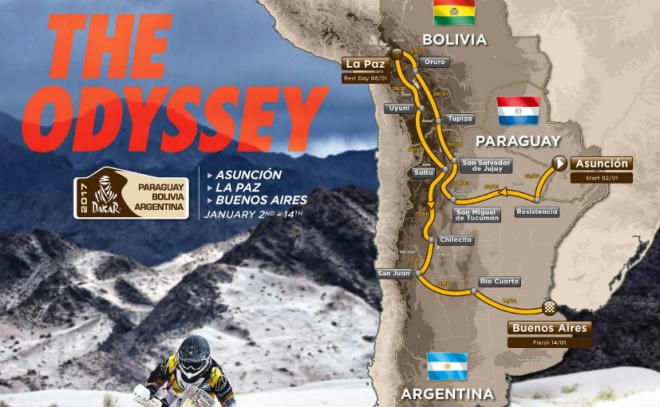 Cuộc đua xe đường trường Rally Dakar 2017 xuất phát ngày 2/1 tại Asuncíon (Paraguay), chạy qua Bolivia và Argentina, kết thúc ngày 14/1 tại Buenos Aires (Argentina) sau 12 chặng. Đây là lần thứ 38 cuộc đua xe này được tổ chức, và năm thứ chín liên tiếp diễn ra ở Nam Mỹ.