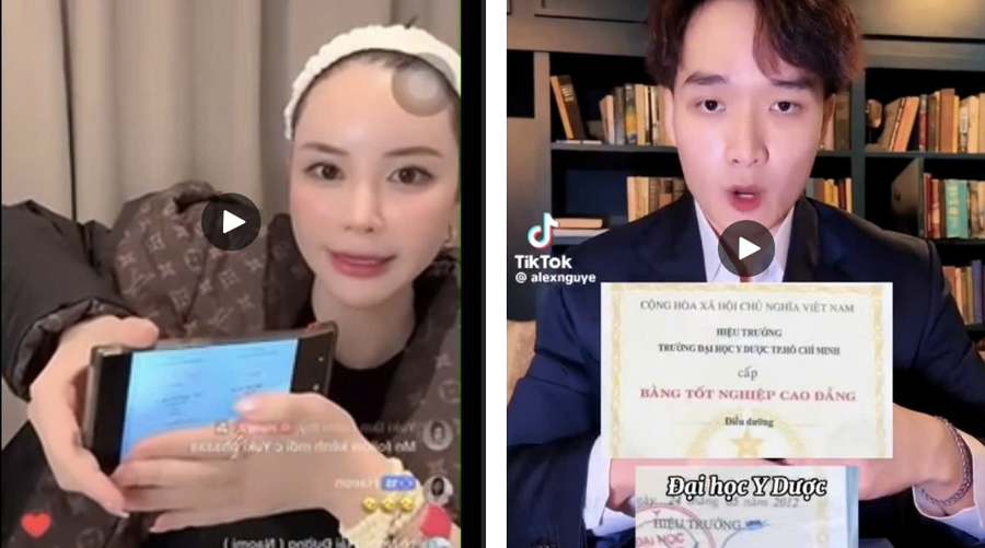 Trên mạng xã hội xuất hiện hình ảnh bằng tốt nghiệp nghi là giả để quảng cáo dịch vụ làm đẹp trái phép. (Ảnh: Sở Y tế TP HCM)