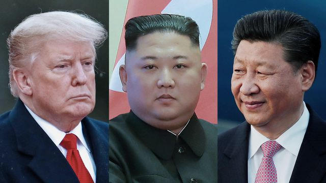 Từ trái qua: Tổng thống Mỹ Donald Trump, Chủ tịch Triều Tiên Kim Jong-un, Chủ tịch Trung Quốc Tập Cận Bình (Ảnh: Nikkei)
