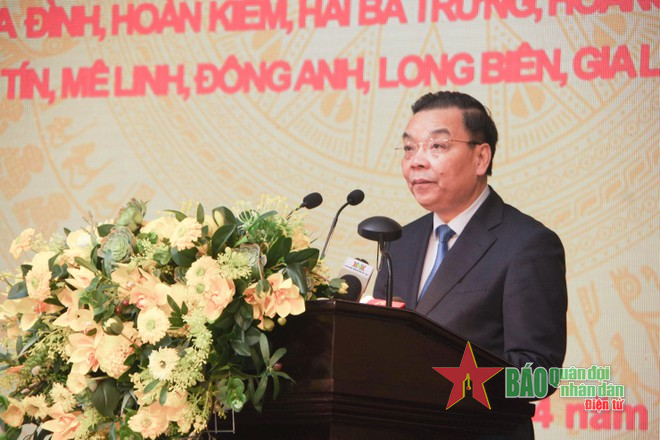 Chủ tịch UBND TP Hà Nội Chu Ngọc Anh phát biểu tại hội nghị