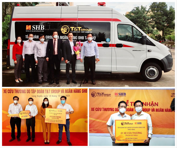 T&amp;amp;T Group và Ngân hàng SHB trao tặng 8 xe cứu thương cho 8 tỉnh, thành, bao gồm: Cần Thơ, Vĩnh Long, An Giang, Đồng Tháp, Kiên Giang, Cà Mau, Long An và Sóc Trăng với tổng trị giá gần 7 tỷ đồng.