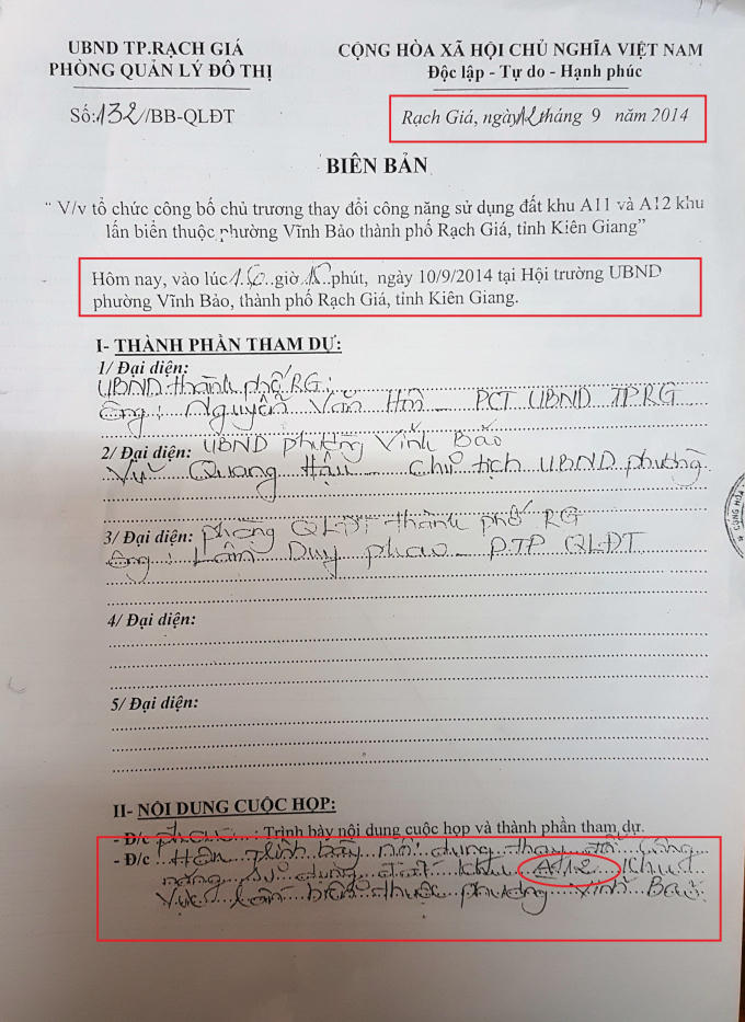Biên bản họp có nhiều "vấn đề" về thời gian và nội dung.