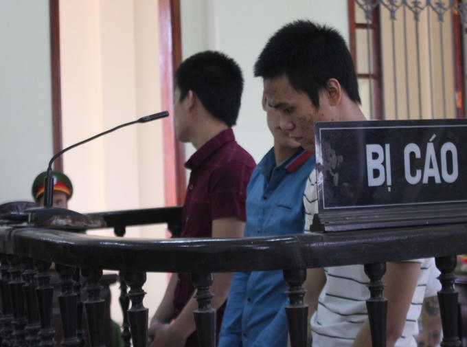 3 bị cáo Giang, Cường và Thế tại phiên xét xử ngày 30/8.