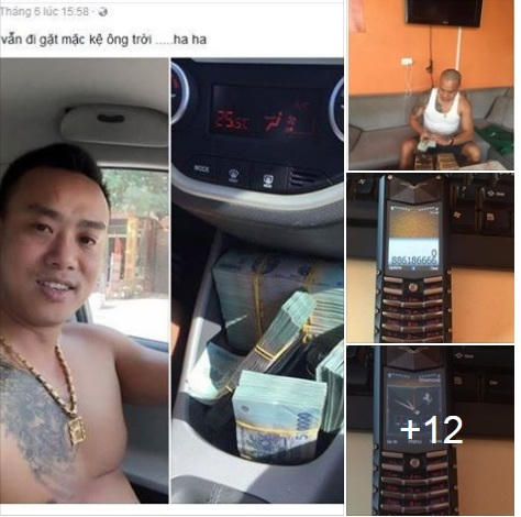 Nguyễn Văn Cường (Cường sấm) khoe giàu trên facebook  (nguồn Internet)