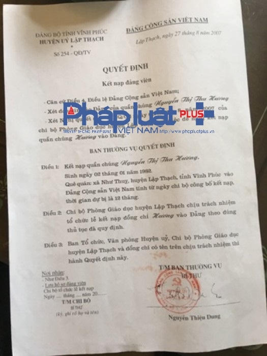 Quyết định kết Đảng của bà Hương có nhiều dấu hiệu bất thường