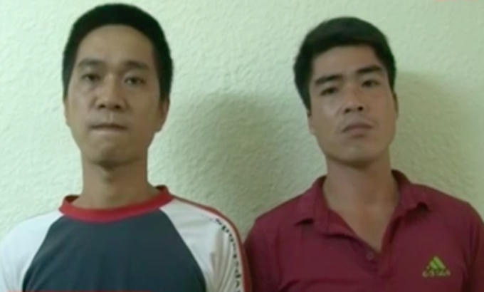 Nguyễn Văn Thức và Trịnh Hồng Biên tại cơ quan điều tra.