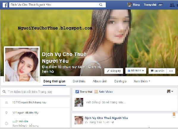 Một fanpage có tiếng về cho thuê "người yêu".
