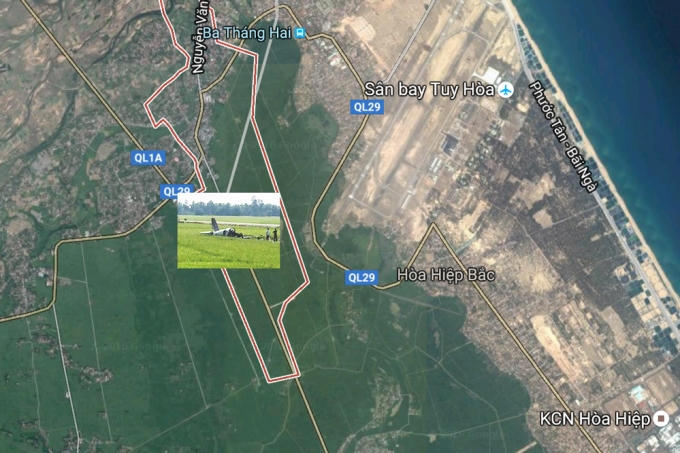 Vị trí máy bay rơi (Maps: Google)