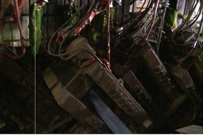 Hiện trường xảy ra vụ vỡ ống dầu. (Ảnh: Công an tỉnh Thái Bình)