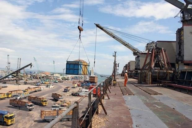 Bốc xếp hàng hóa tại cảng Quy Nhơn. (Nguồn: TTXVN).