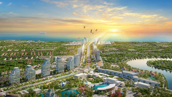 Đại lộ trung tâm kết nối quảng trường biển với tổ hợp vui chơi giải trí Sun World và KĐTND ven sông Đơ