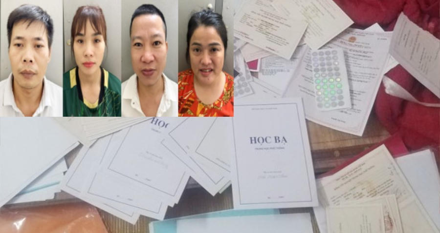 Các đối tượng và tang vật (Ảnh do Cơ quan điều tra cung cấp).