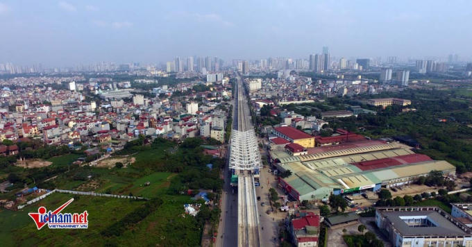 Đoạn tuyến trên cao Nhổn - ga Hà Nội đã hợp long toàn tuyến