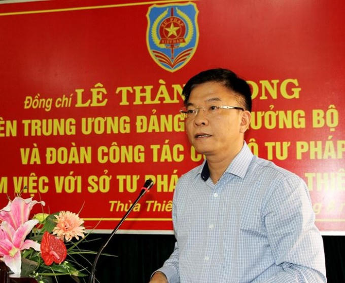 Bộ trưởng Lê Thành Long phát biểu chỉ đạo tại buổi làm việc với Tư pháp Thừa Thiên Huế.