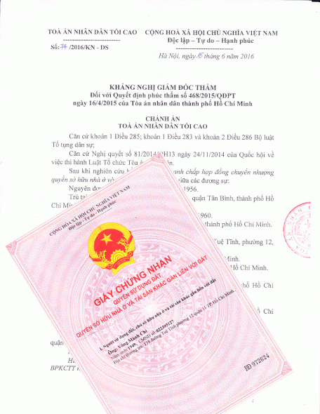 Kháng nghị giám đốc thẩm và Giấy chứng nhận quyền sử dụng đất của gia đình ông Vòng Mành Chi.