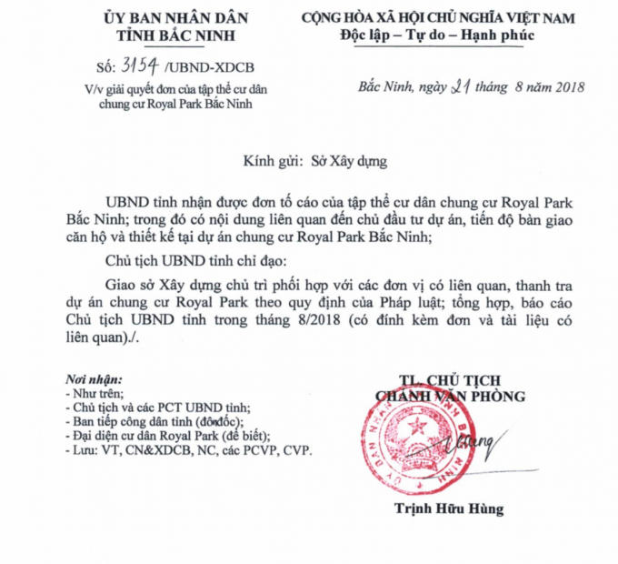 Văn bản số 3154 do UBND tỉnh Bắc Ninh ban hành.
