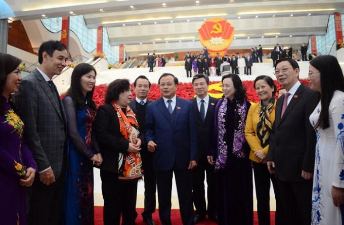 Các đại biểu đoàn Hà Nội tại Đại hội 12. Ảnh: Phạm Hải.