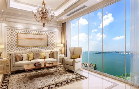 Các căn hộ được thiết kế thông minh với lớp kính lớp giúp tận dụng tối đa khoảng sáng tự nhiên và không khí trong lành của hồ Tây