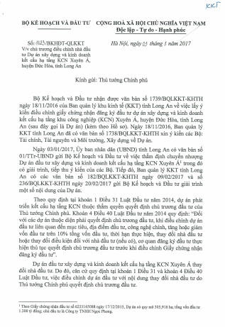 Công văn số 1623/BKHĐT-QLKKT của Bộ Kế hoạch và Đầu tư.