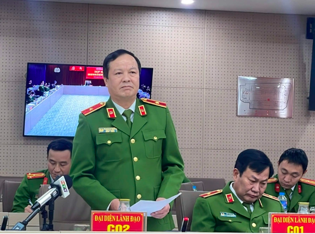 Thiếu tướng Phan Mạnh Trường, Phó Cục trưởng Cục Cảnh sát Hình sự, Bộ Công an thông tin tại buổi Họp báo.