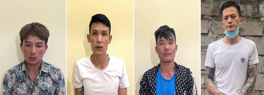 Các đối tượng Tuyển, Tân, Toàn, Thành (từ trái sang phải). (Ảnh: Công an Quảng Ninh).