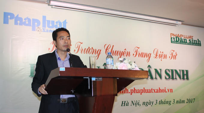 Ông Nguyễn Thái Bình, Phó Tổng biên tập báo Pháp luật &amp; Xã hội, kiêm phụ trách chuyên trang Pháp luật &amp; Dân sinh phát biểu.