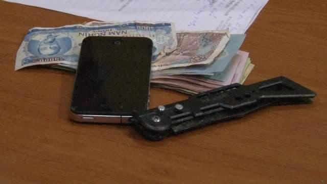 Tang vật vụ cướp mà nghi phạm H. thực hiện.