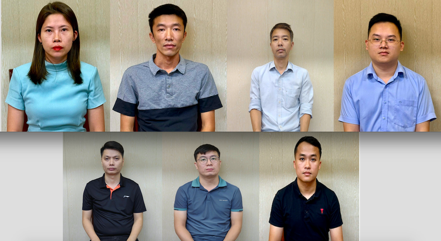 Nhóm bị can bị cơ quan chức năng Công an tỉnh Quảng Ninh khởi tố. Ảnh: CA Quảng Ninh.