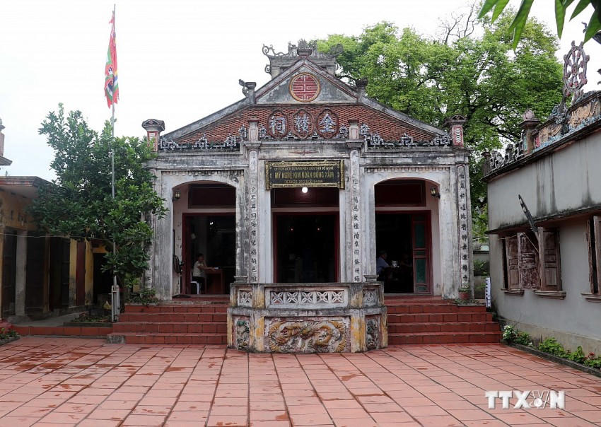 Di tích lịch sử văn hóa "Đền thờ tổ nghề Mỹ nghệ kim hoàn Đồng Xâm" (ảnh TTXVN).