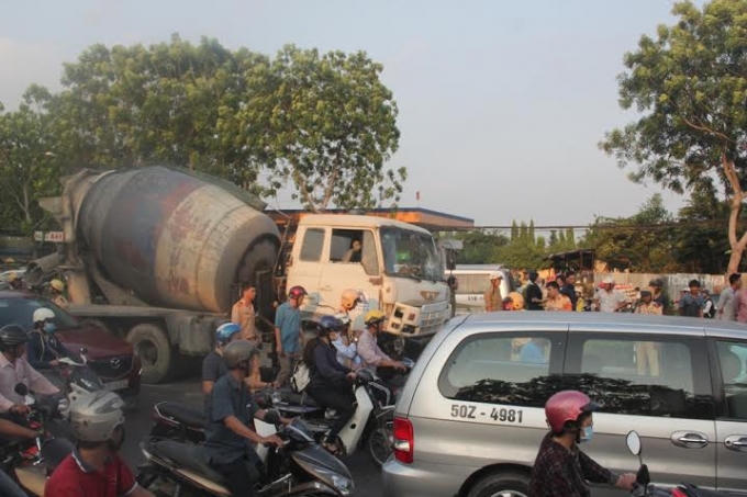 Khu vực xảy ra vụ TNGT trên tuyến đường Trường Chinh.