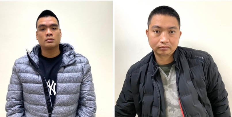 Đối tượng Nguyễn Xuân Bách (trái) và Đỗ Minh Trung 