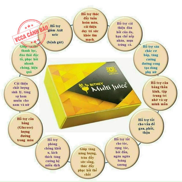 Nội dung giới thiệu về sản phẩm của Bitney (MULTI JUICE và LUCENTA) trên Internet có dấu hiệu thổi phồng công dụng. (Ảnh: Trang TTĐT Bộ Công thương)