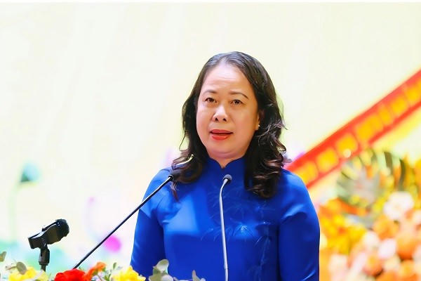 Bà Võ Thị Ánh Xuân, Phó Chủ tịch nước, phát biểu tại đại hội.