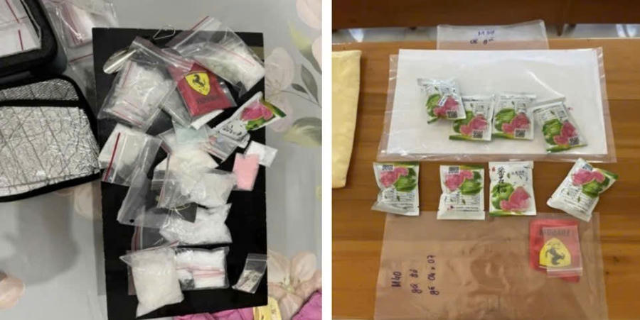 Các gói nilon bên trong chiếc vali có trọng lượng 2,7kg. Ảnh: Công an Lâm Đồng