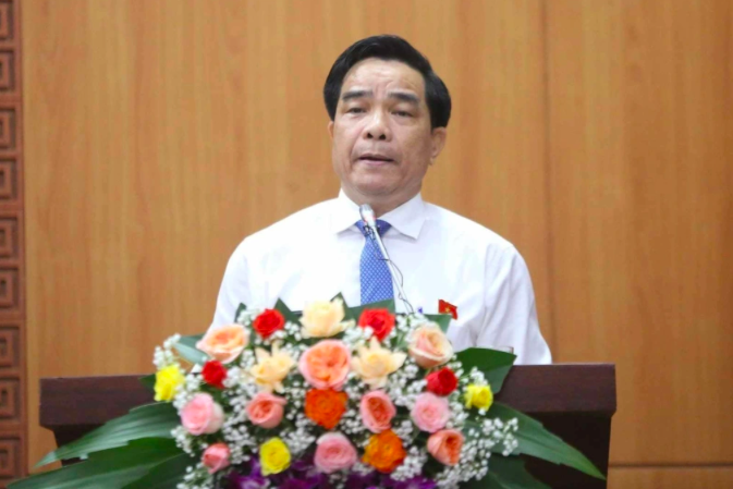 Ông Lê Văn Dũng phát biểu sau khi nhận nhiệm vụ mới. Ảnh Dân Trí