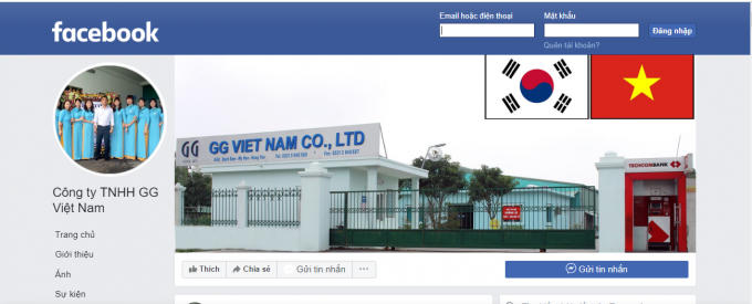 Facebook của Công ty TNHH GG Việt Nam.