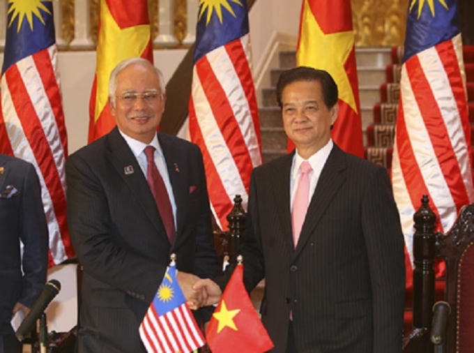 Thủ tướng Nguyễn Tấn Dũng và Thủ tướng Malaysia Najib Razak trong chuyến thăm của ông Najib Razak tới Việt Nam năm 2014. (Ảnh: Hữu Nghị/Dân Trí).