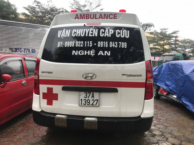 Chiếc xe cứu thương do tài xế Cường điều khiển gây tai nạn.