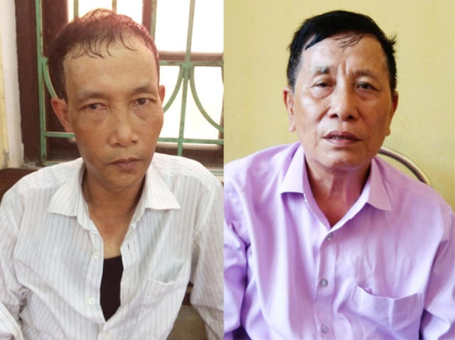 Hai đối tượng Phúc và Hùng tại cơ quan công an.