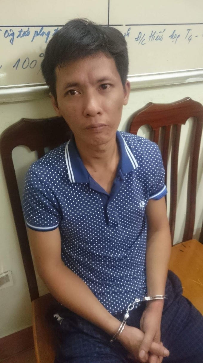 Đối tượng Ngô Quang Vũ tại cơ quan Công an.