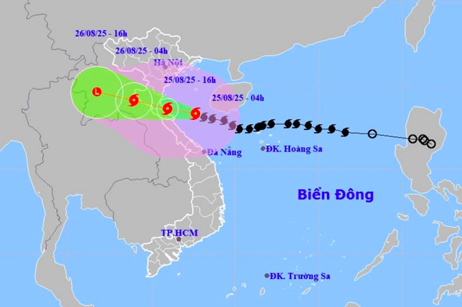 Bão Kajiki có khả năng đổ bộ các tỉnh Nghệ An, Hà Tĩnh, Quảng Trị từ trưa 25/8.