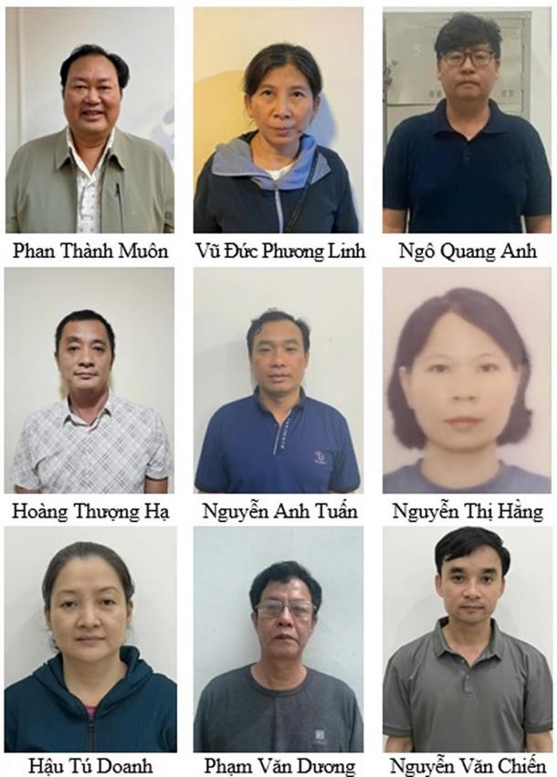9 bị can bị lực lượng chức năng Bộ Công an khởi tố. Ảnh: Bộ Công an.
