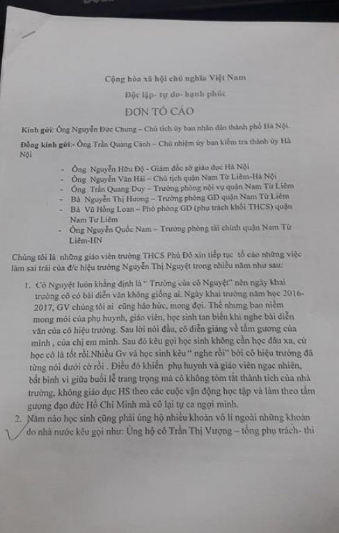 Đơn tố cáo bà Nguyệt.