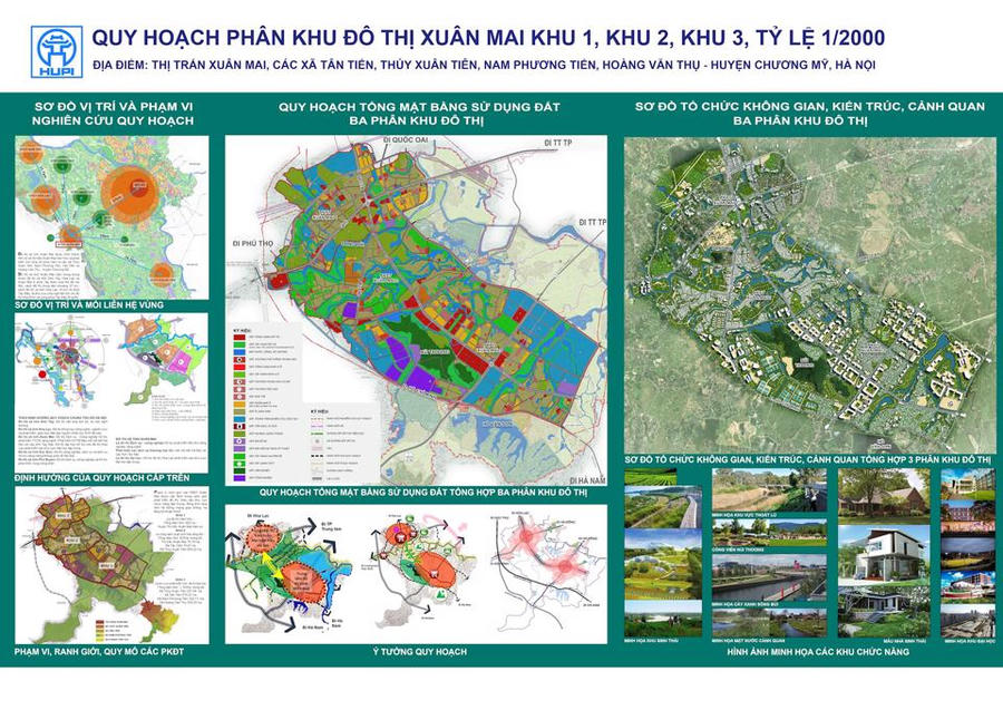 Quy hoạch  3phân khu đô thị Xuân Mai tỷ lệ 1/2.000.