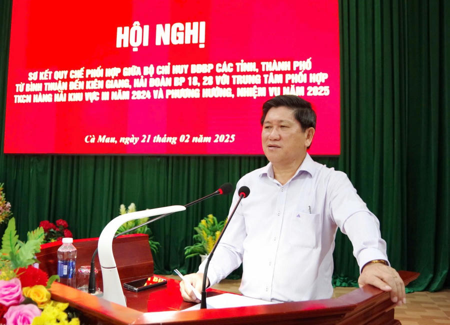 Ông Lê Văn Sử - Phó Chủ tịch UBND tỉnh Cà Mau, phát biểu tại Hội nghị.