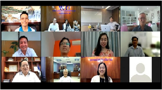 Hình ảnh tại cuộc họp Ban điều hành đầu tiên của Mạng lưới MRBN - Các thành viên Ban Điều hành Mạng lưới từ các đầu cầu trực tuyến.