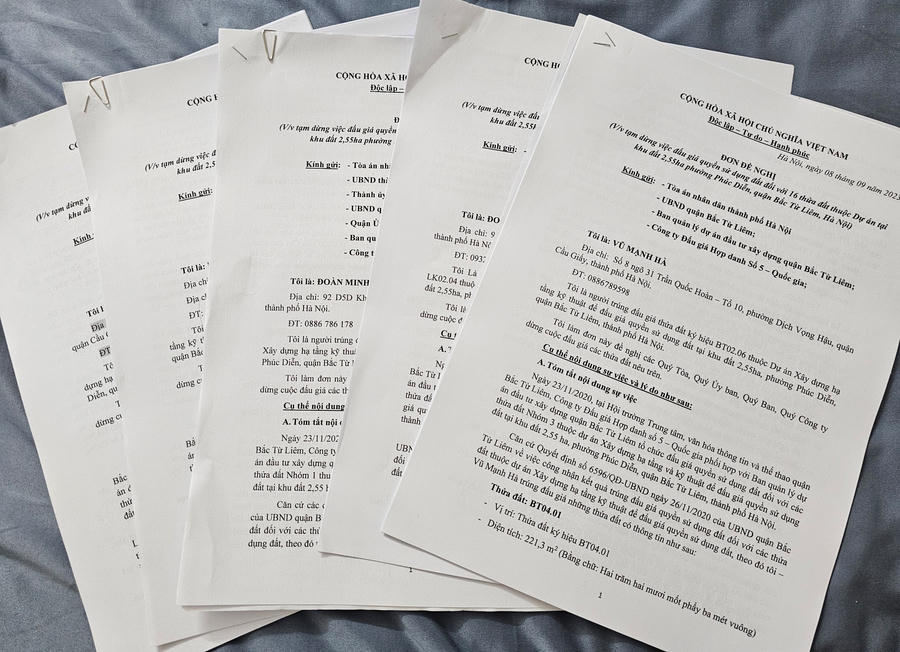 Hàng loạt lá đơn của các nhà đầu tư đang đề nghị dừng lại cuộc đấu giá chờ Tòa án giải quyết