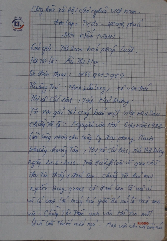 Đơn thư cầu cứu gửi Tòa soạn Phapluatplus.vn