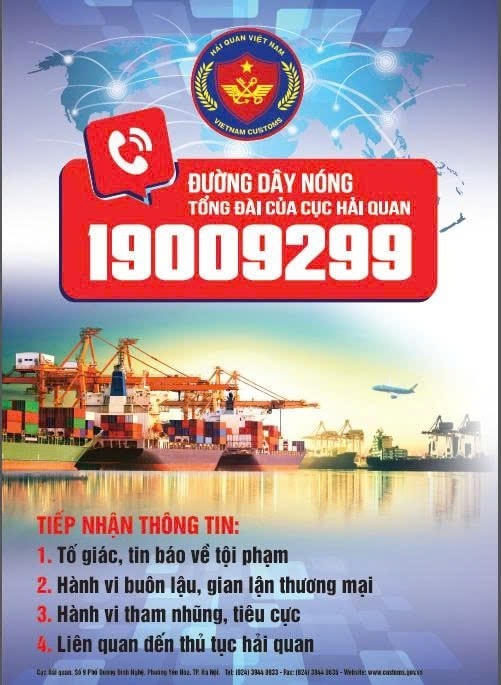 Cục Hải quan cung cấp thông tin chính thống về đường dây nóng 19009299.