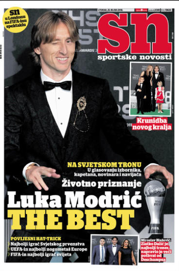 Báo chí Croatia ca tụng chiến công của Modric khi trở thành "FIFA The Best" 2018.